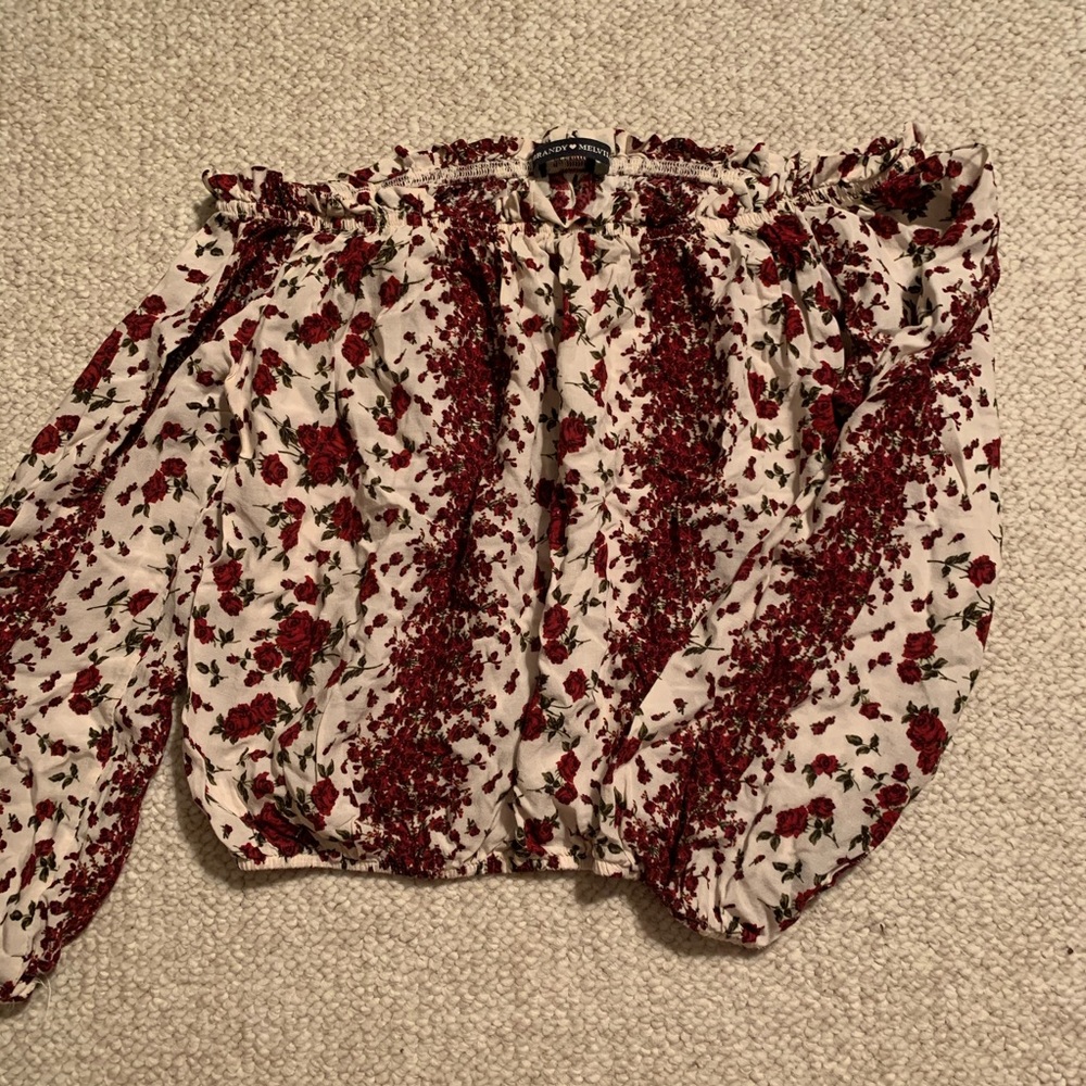 SUPER RARE Floral off the shoulder brandy top